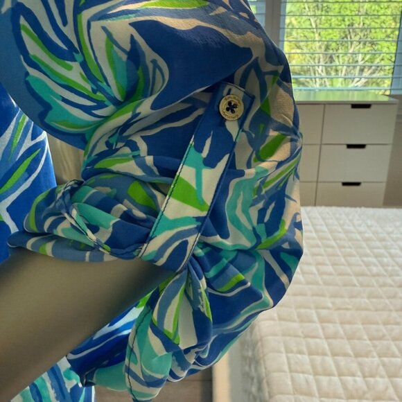 Lilly Pulitzer Elsa 100% Silk Long Sleeve Blouse Top Size Small - Picture 2 of 7